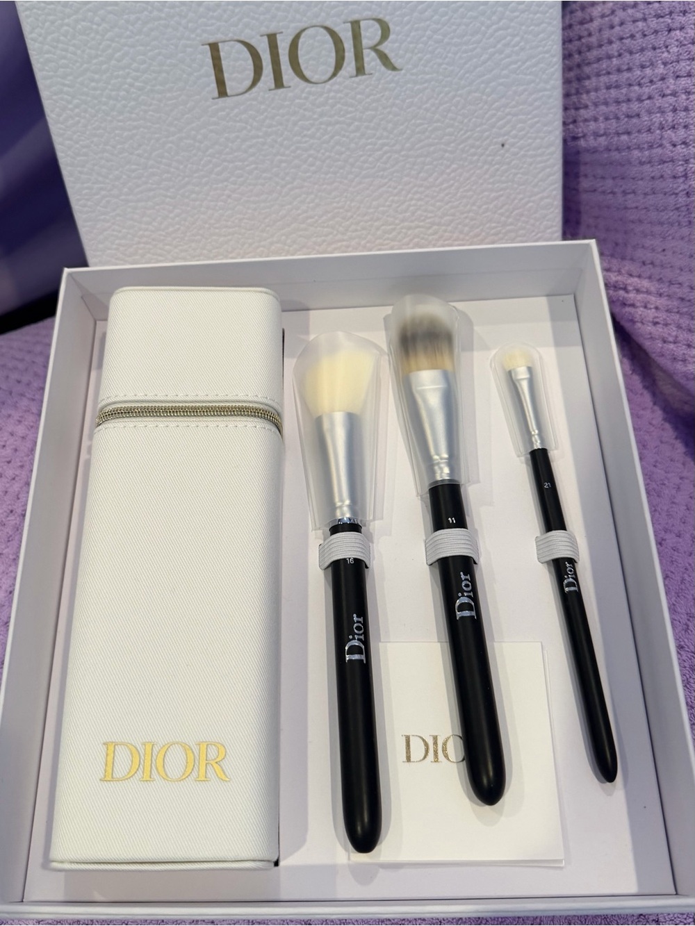 Dior Black & White Makeup Brush Set with Gold Logo